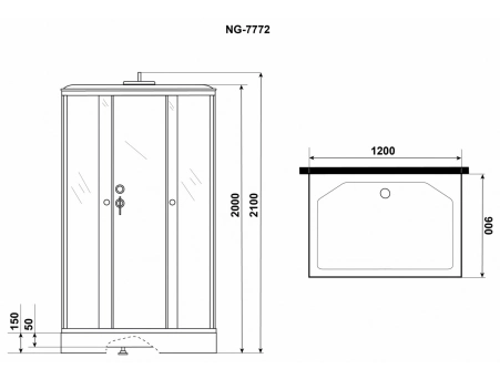 Душевая кабина Niagara Luxe NG-7772QG 120x90 с низким поддоном, прозрачным стеклом 7772QG - фото 5