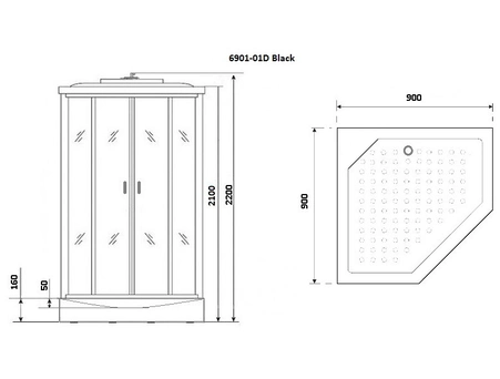 Душевая кабина Niagara Premium NG-6901-01D Black 90x90 с низким поддоном, тонированным стеклом 69010134DBLACK - фото 3