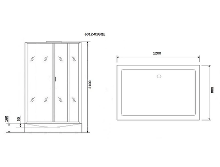 Душевая кабина Niagara Premium NG-6012-01GQL 120x80 с низким поддоном, прозрачным стеклом 60120114GQL - фото 3