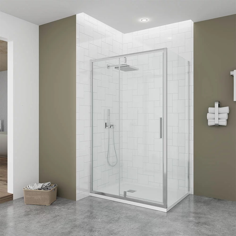Душевой уголок Veconi Ottimo P20SP CH 110x90 с хромированным профилем, прозрачным стеклом (OP20CH-SP-11090-01-C9)
