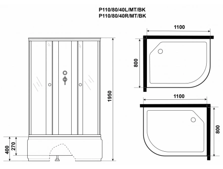 Душевая кабина Niagara Promo P110/80/40L/MT/BK 110x80 с высоким поддоном, матовым стеклом - фото 10