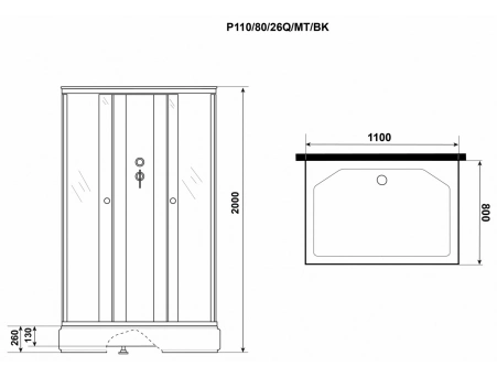 Душевая кабина Niagara Promo P110/80/26Q/MT/BK 110x80 со средним поддоном, матовым стеклом - фото 10