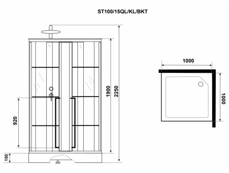 Душевая кабина Niagara Standart ST100/15QL/KL/BKT 100x100 с низким поддоном, прозрачным стеклом - фото 10