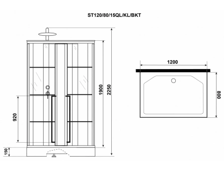 Душевая кабина Niagara Standart ST120/80/15QL/KL/BKT 120x80 с низким поддоном, прозрачным стеклом - фото 10