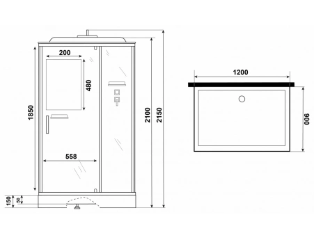 Душевая кабина Niagara Standart ST120/90/15Q/BL 120x90 с низким поддоном, прозрачным стеклом - фото 11