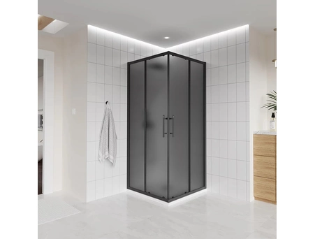 Душевой уголок Veconi Evo 300 B 80x80 с черным профилем, тонированным матовым стеклом (E3-B-8080-12-C9)