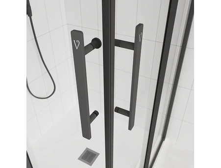 Душевой уголок Veconi Evo 300 B 80x80 с черным профилем, тонированным матовым стеклом (E3-B-8080-12-C9) - фото 2