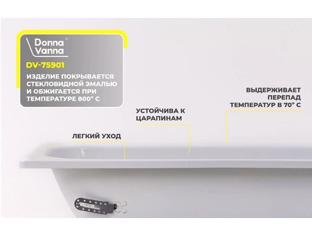Стальная ванна ВИЗ Donna Vanna 170x70 белая орхидея (с ножками) DV-75901 - фото 4