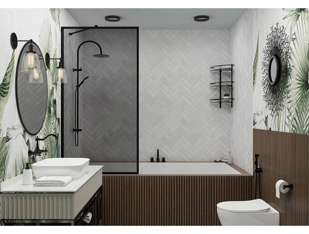 Шторка на ванну Veconi Palau PL-85B 60x150 с черным матовым профилем, тонированным стеклом (PL85B-60-05-C8) - фото 2