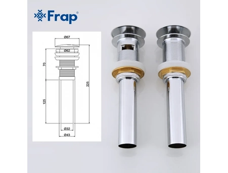 Донный клапан для раковины Frap F65 без перелива, хром - фото 11
