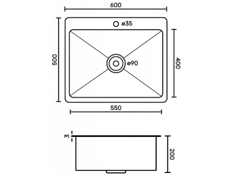 Кухонная мойка Fabia Profi 60503 60x50 из нержавеющей стали (с раздвижной корзиной, сифоном, ковриком) - фото 14