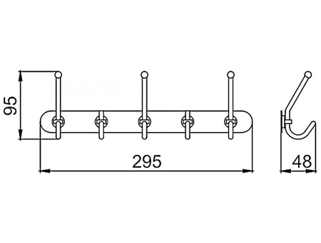 Вешалка Frap F201-5 на 5 крючков, хромированная - фото 10