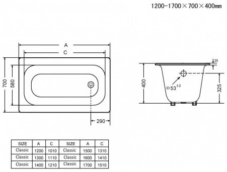 Чугунная ванна Goldman Classic 170x70 (на ножках) CL17070 - фото 6