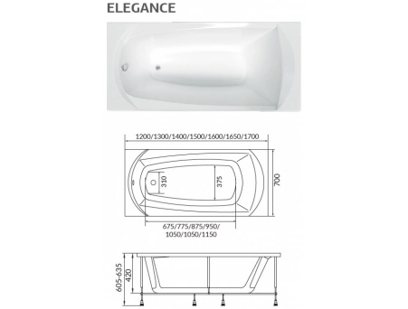 Акриловая ванна 1MarKa Elegance 150x70 (с каркасом) 01эл1570 - фото 5