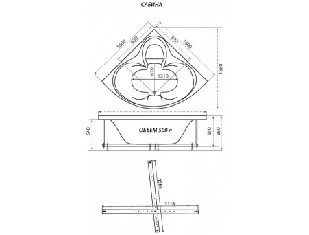 Акриловая ванна Triton Сабина 160х160 (с каркасом, экраном) Н0000099987 - фото 6