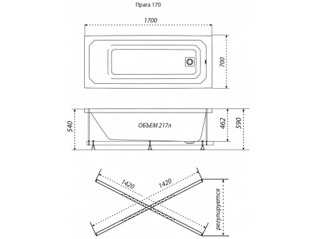 Акриловая ванна Triton Прага 170x70 (с каркасом, экраном) Щ0000049118 - фото 12