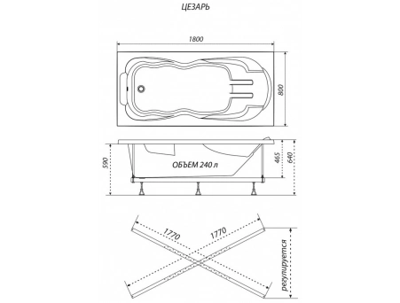 Акриловая ванна Triton Цезарь 180x80 (с каркасом, экраном) Н0000099993 - фото 7