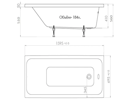 Акриловая ванна Triton Ультра 160х70 (на ножках) Щ0000017117 - фото 13