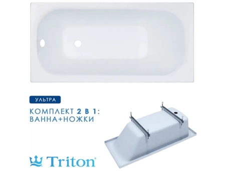 Акриловая ванна Triton Ультра 160х70 (на ножках) Щ0000017117 - фото 9
