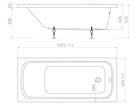 Акриловая ванна Triton Стандарт 160х70 (на ножках) Н0000099329 - фото 14
