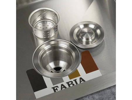 Кухонная мойка Fabia Profi 50453 50x45 из нержавеющей стали (c раздвижной корзиной, сифоном, ковриком) - фото 9