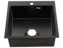 Мойка кухонная Fabia Profi 50503G 50x50 графит (корзина раздвижная, сифон, коврик)
