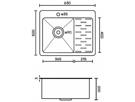 Кухонная мойка Fabia Profi 63503LG 63x50 левая, графит, врезная (с раздвижной корзиной и сифоном) - фото 10