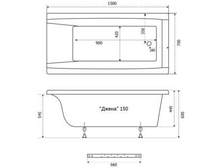 Акриловая ванна Triton Джена 150х70 (на ножках) Щ0000001221 - фото 15