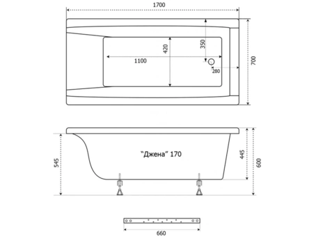 Акриловая ванна Triton Джена 170х70 (на ножках) Щ0000001223 - фото 14