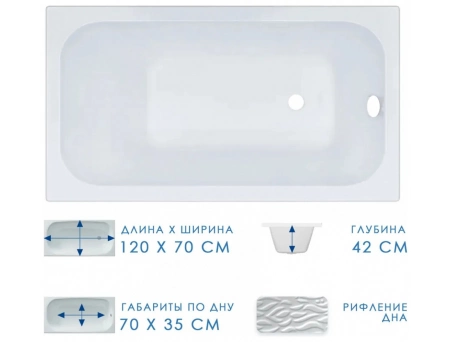 Акриловая ванна Triton Стандарт 120х70 (на ножках) Н0000099325 - фото 4