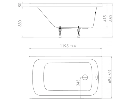 Акриловая ванна Triton Стандарт 120х70 (на ножках) Н0000099325 - фото 12