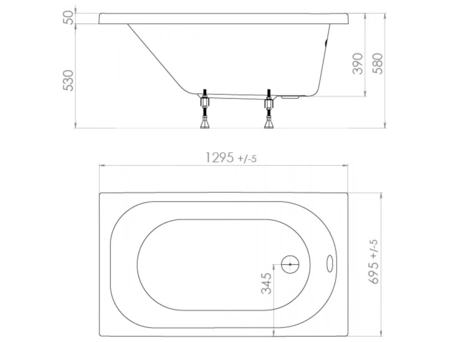 Акриловая ванна Triton Стандарт 130х70 (на ножках) Н0000099326 - фото 13