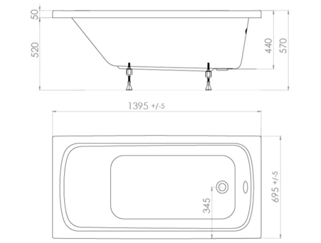 Акриловая ванна Triton Стандарт 140х70 (на ножках) Н0000099327 - фото 14