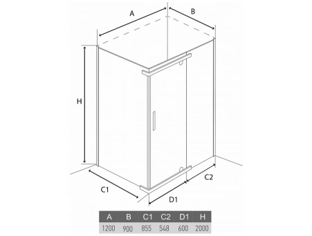 Душевой уголок Alex Baitler AB214-120 120x90 хромированный профиль, прозрачное стекло - фото 2