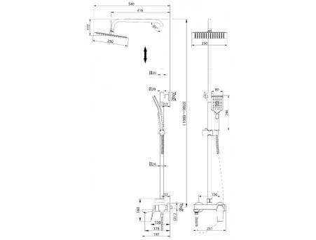 Душевая стойка со смесителем Grossman Cosmo хромированная 500.K35.02.100 - фото 9