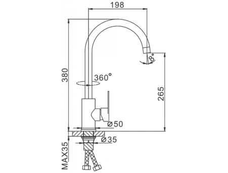 Смеситель для кухни Frap F4048 из нержавеющей стали - фото 8