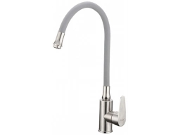 Смеситель для кухни Frap F4448 нержавеющая сталь (серый излив)