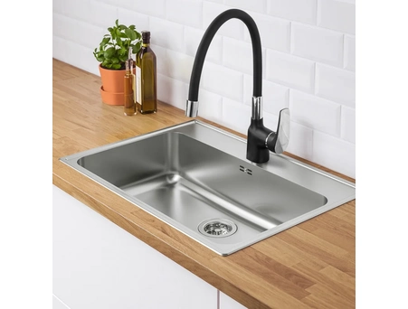 Смеситель для кухни Frap F4453-04 черный/хром (с черным гибким изливом) - фото 2