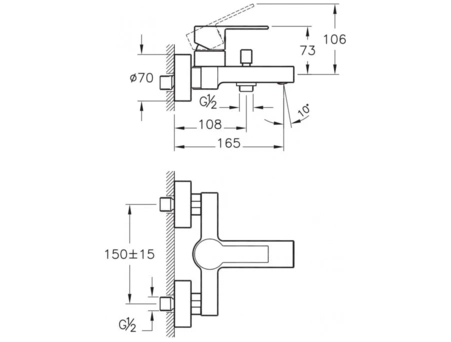 Смеситель для ванны Vitra Flo S A41937EXP хром - фото 4