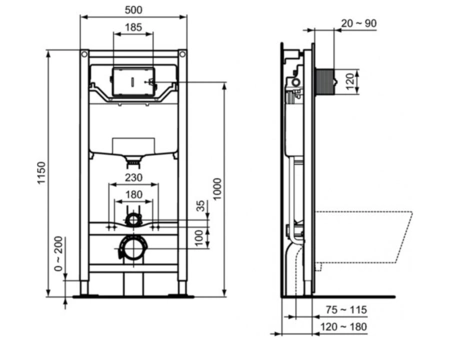 Набор 3 в 1 Ideal Standard с подвесным унитазом Tesi AquaBlade® T007901 и инсталляцией Prosys - фото 13