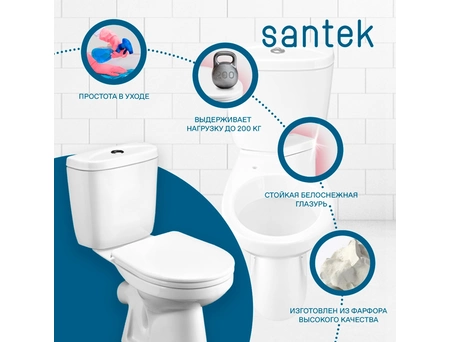 Унитаз-компакт Santek Анимо с косым выпуском, эконом 1 режим, сиденье из полипропилена 1WH110032 - фото 4