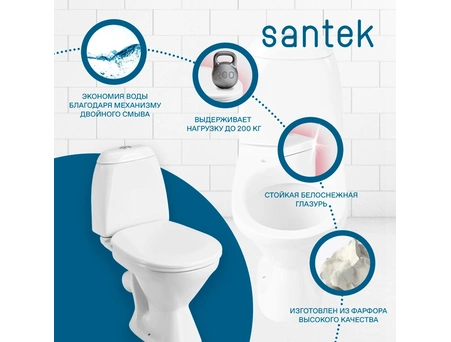 Унитаз-компакт Santek Римини с косым выпуском, эконом 2 режима, сиденье из полипропилена 1WH501523 - фото 3