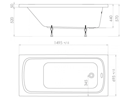 Акриловая ванна Triton Стандарт 150х70 (на ножках) Н0000099328 - фото 14
