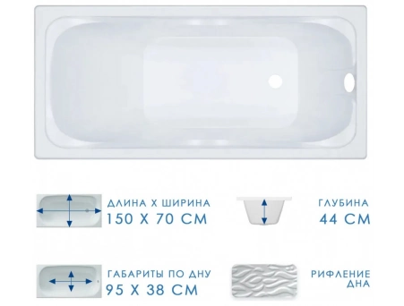 Акриловая ванна Triton Стандарт 150х70 (на ножках) Н0000099328 - фото 4