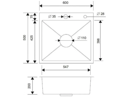 Кухонная мойка РМС MR-6050BL 60x50 графит (с раздвижной корзиной, дозатором и сифоном) - фото 3
