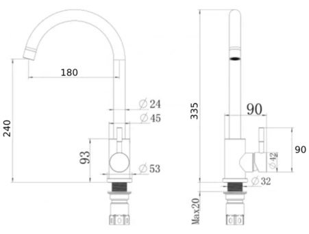 Смеситель для кухни Aksa SIM-04-16 (AK0691) из нержавеющей стали - фото 12