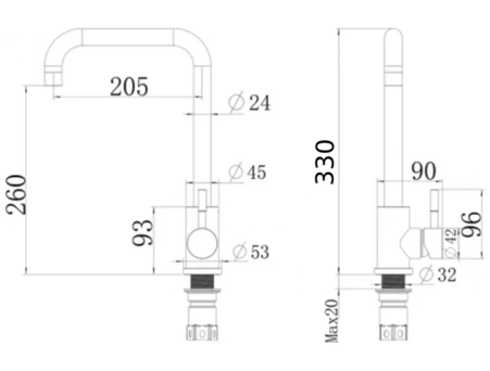 Смеситель для кухни Aksa SIM-04-16-G (AK0692) из нержавеющей стали - фото 14
