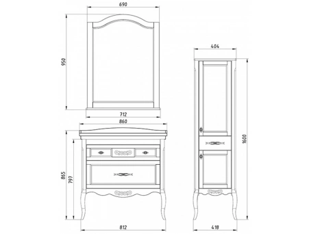 Зеркало ASB Woodline Модерн 85 антикварный орех 11232 - фото 3