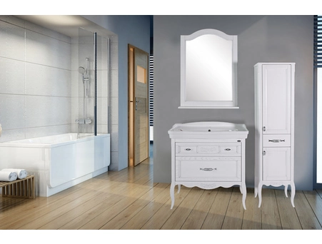 Зеркало ASB Woodline Модерн 85 белый патина серебро 11232 - фото 2
