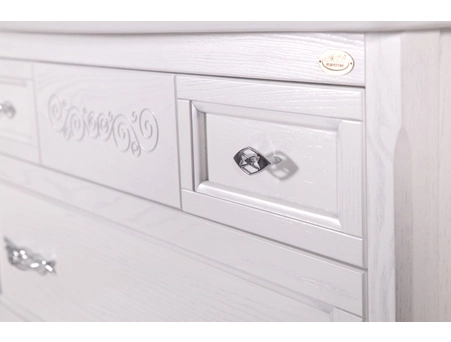 Комплект мебели для ванной ASB-Woodline Модерн 105 белый патина серебро (тумба с раковиной, зеркало) - фото 7